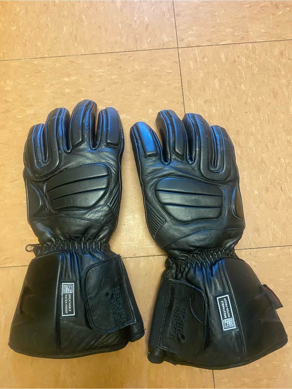 Vintage Tour Master Black Leather Insulated Protective Gloves waterproof size L